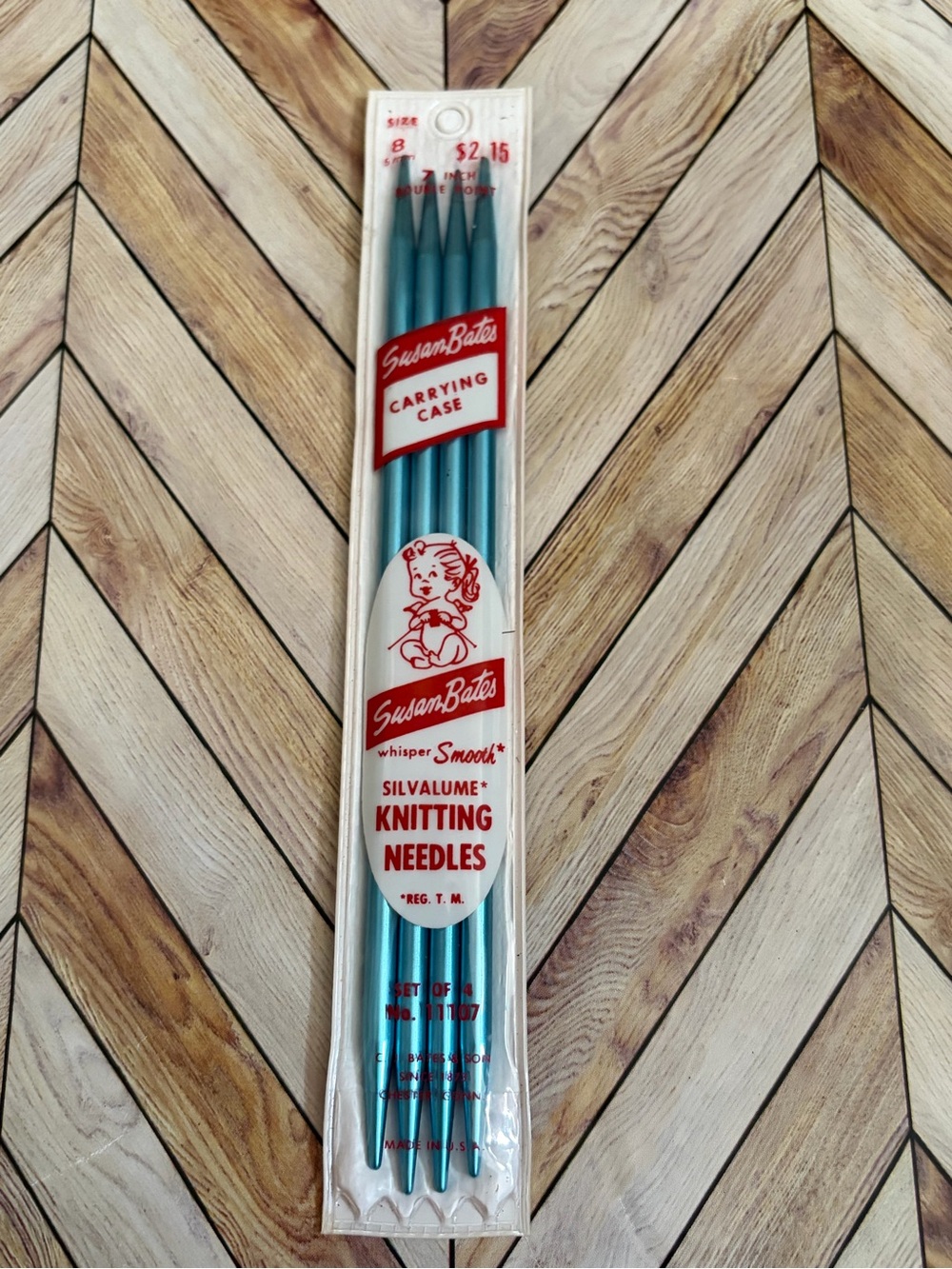 Vintage Susan Bates Teal Silvalume Knitting Needles